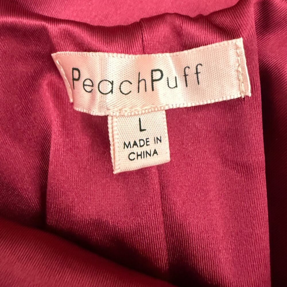 PeachPuff Burgundy Satin Deep Back Slip Dress | L - Picture 8 of 10